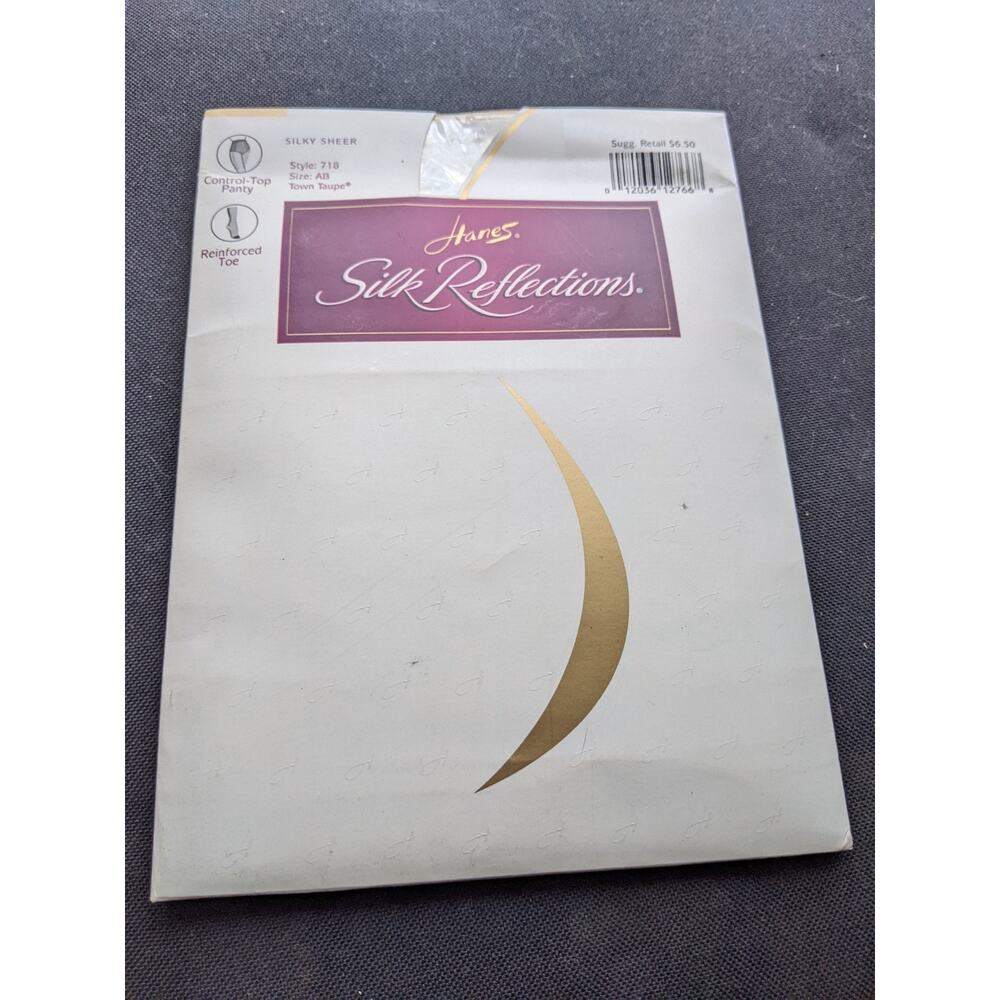 Hanes Silk Reflections Taupe Sheer Control-Top Reinforced Toe Pantyhose AB #718